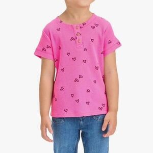 Cat & Jack Toddler Girls' Hearts Shirt Pink 4T